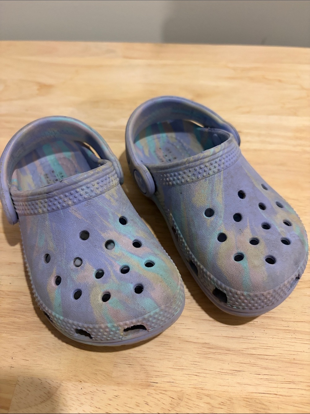 Kids Lavender Tie-Dye Slip-On Crocks - Size 7